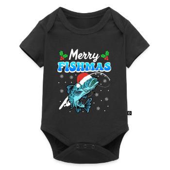 Joyeux pêcheur Angler Ange de Noël - Body à manches courtes Premium Bébé - noir - Devant