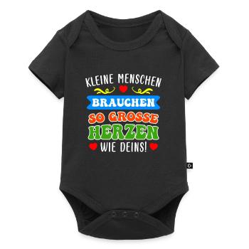 Kleine Menschen brauchen große Herzen Erzieherin - Baby Premium Kurzarmbody - Schwarz - Vorne