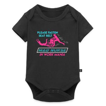 Veuillez attacher votre ceinture de sécurité à une infirmière gériatrique frénétique au travail - Body à manches courtes Premium Bébé - noir - Devant