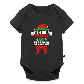 Mittlere Schwester Mittlere Elfe Weihnacht Familie - Baby Premium Kurzarmbody - Schwarz - Vorne