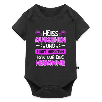 Hart arbeiten & gut aussehen kann nur eine Hebamme - Baby Premium Kurzarmbody - Schwarz - Vorne