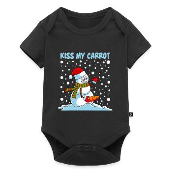 Drôle de bonhomme de neige disant Embrasse ma carotte - Body à manches courtes Premium Bébé - noir - Devant