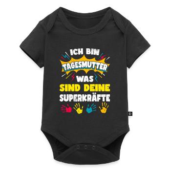 Was sind deine Superkräfte? Ich bin Tagesmutter - Baby Premium Kurzarmbody - Schwarz - Vorne