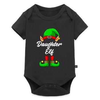 daughter elf christmas family girl - Baby Premium short-sleeve bodysuit - black - Front