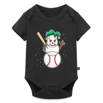 Baseball Schneemann Baseball Spieler Baseballer - Baby Premium Kurzarmbody - Schwarz - Vorne