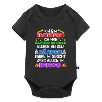 Glitzer in Haaren Klebe an den Händen Erzieherin - Baby Premium Kurzarmbody - Schwarz - Vorne