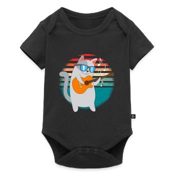 Katzenjammer Katze plays the guitar - Baby Premium short-sleeve bodysuit - black - Front