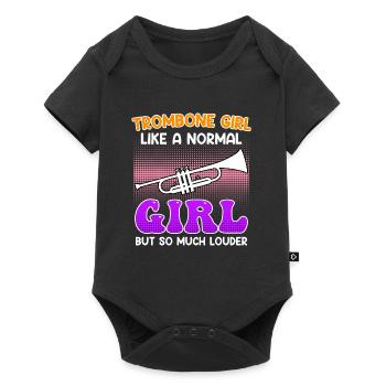 Musicien comme une fille normale seulement trombone fort - Body à manches courtes Premium Bébé - noir - Devant