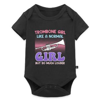 Musicien comme une fille normale seulement trombone fort - Body à manches courtes Premium Bébé - noir - Devant