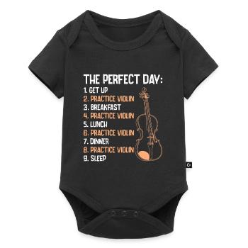 Musiker der perfekte Tag Ich übe Geige - Baby Premium Kurzarmbody - Schwarz - Vorne