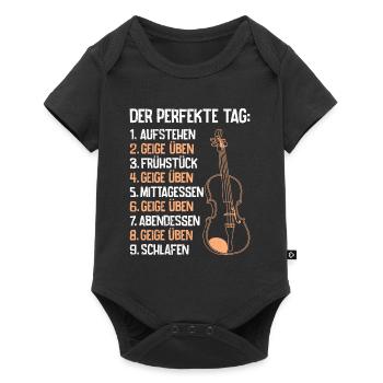 Musiker der perfekte Tag Ich übe Geige - Baby Premium Kurzarmbody - Schwarz - Vorne