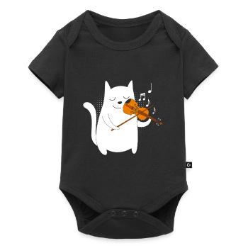 Musicien avec chat je joue du violon - Body à manches courtes Premium Bébé - noir - Devant