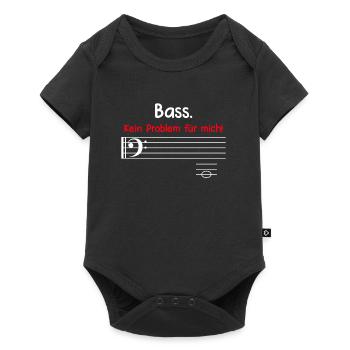 Bassschlüssel Bass ist kein Problem für mich Noten - Baby Premium Kurzarmbody - Schwarz - Vorne