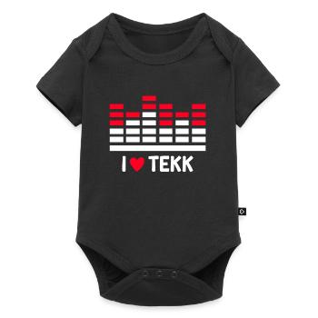 Club DJ Musik ich liebe TEKK Techno - Baby Premium Kurzarmbody - Schwarz - Vorne