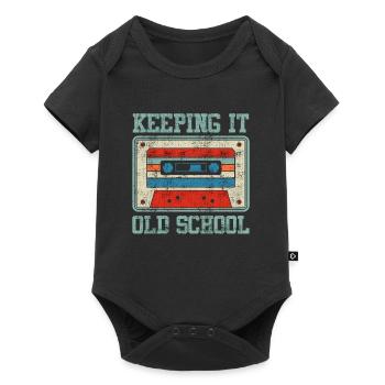 Keeping it old school cassette player cassettes - Baby Premium short-sleeve bodysuit - black - Front