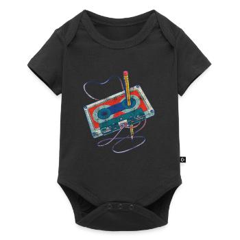 Record songs radio cassette recorder cassette - Baby Premium short-sleeve bodysuit - black - Front