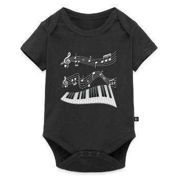 Music Playing piano Pianist I love sheet music - Baby Premium short-sleeve bodysuit - black - Front