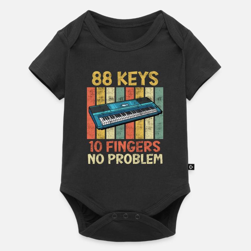 Keyboard 88 Tasten 10 Finger kein Problem Klavier - Baby Premium Kurzarmbody - Schwarz