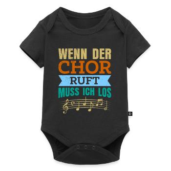 Wenn der Chor ruft muss ich los Musik Noten - Baby Premium Kurzarmbody - Schwarz - Vorne