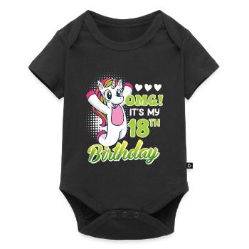 18 years girl 18th birthday unicorn - Baby Premium short-sleeve bodysuit - black - Front