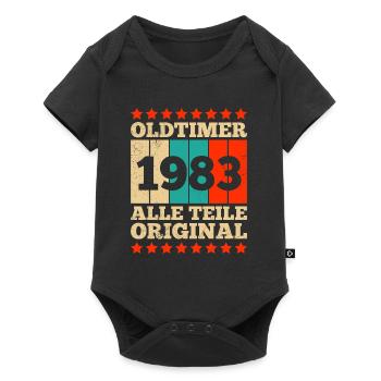 1983 Oldtimer alle Teile original 40 Jahre - Baby Premium Kurzarmbody - Schwarz - Vorne