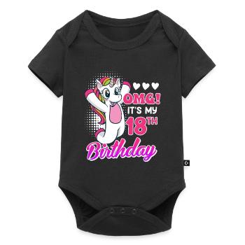18 years girl 18th birthday unicorn - Baby Premium short-sleeve bodysuit - black - Front