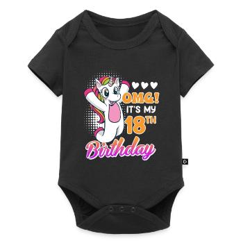 18 years girl 18th birthday unicorn - Baby Premium short-sleeve bodysuit - black - Front