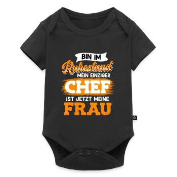 Frau ist jetzt Chef Renter Renteneintritt - Baby Premium Kurzarmbody - Schwarz - Vorne
