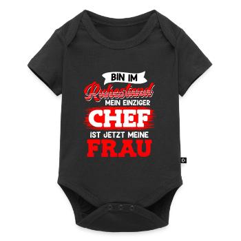 Frau ist jetzt Chef Renter Renteneintritt - Baby Premium Kurzarmbody - Schwarz - Vorne