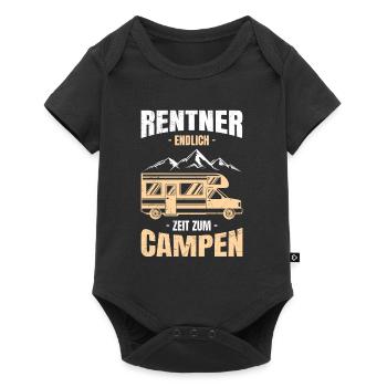 Rentner Zeit zum campen Camping Camper - Baby Premium Kurzarmbody - Schwarz - Vorne