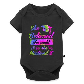 She has mastered Master's degree - Baby Premium short-sleeve bodysuit - black - Front