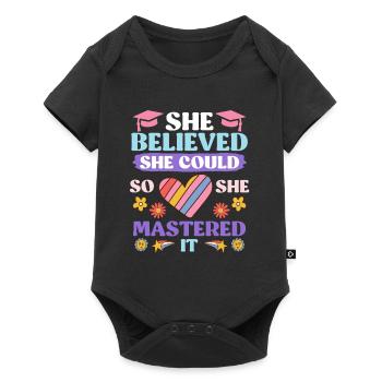 She has mastered Master's degree - Baby Premium short-sleeve bodysuit - black - Front