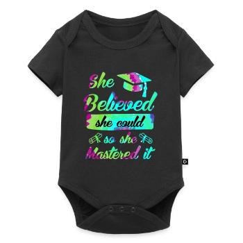 She has mastered Master's degree - Baby Premium short-sleeve bodysuit - black - Front