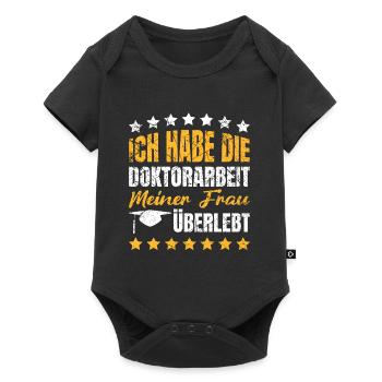 Ph.D Überlebt meine Frau Doktor Doktortitel - Baby Premium Kurzarmbody - Schwarz - Vorne