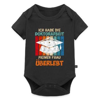 Doktorarbeit meiner Frau überlebt Doktortitel - Baby Premium Kurzarmbody - Schwarz - Vorne