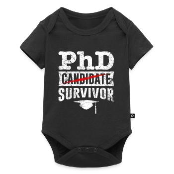 Ph.D Überlebt Ich habe einen Doktor Doktortitel - Baby Premium Kurzarmbody - Schwarz - Vorne