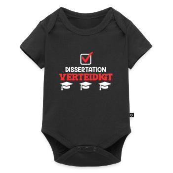 Dissertation verteidigen Doktor Ph.D Doktortitel - Baby Premium Kurzarmbody - Schwarz - Vorne