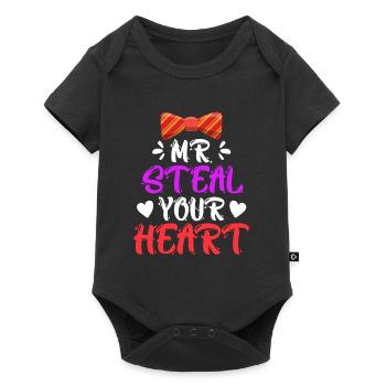 Mister ich stehle dein Herz Liebe Valentinstag - Baby Premium Kurzarmbody - Schwarz - Vorne
