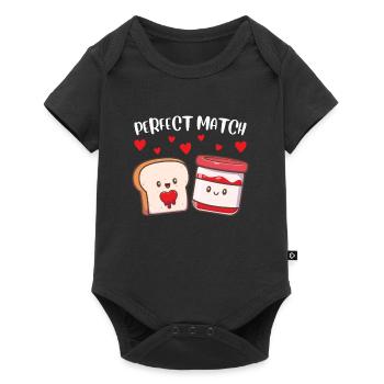 Perfektes Match Toast Marmelade Valentinstag - Baby Premium Kurzarmbody - Schwarz - Vorne
