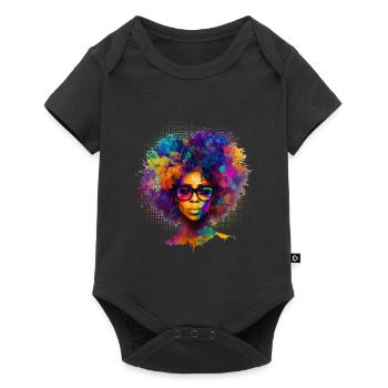 Afro Cheveux Afro Américain Femme Africaine - Body à manches courtes Premium Bébé - noir - Devant