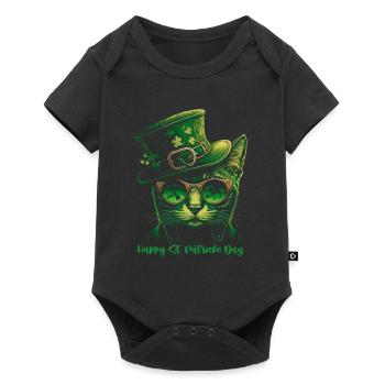 Happy St. Patrick's Day Green Irish Cat - Baby Premium short-sleeve bodysuit - black - Front