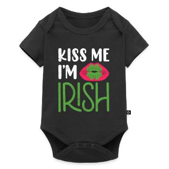 Embrasse-moi je suis irlandais Saint-Patrick - Body à manches courtes Premium Bébé - noir - Devant