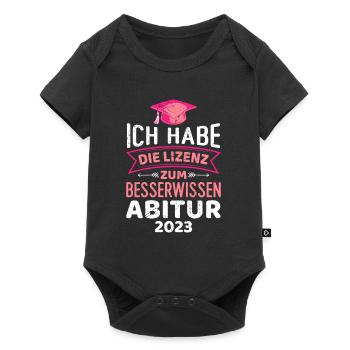 Lizenz zum Besserwissen Abitur 2023 Abiturientin - Baby Premium Kurzarmbody - Schwarz - Vorne