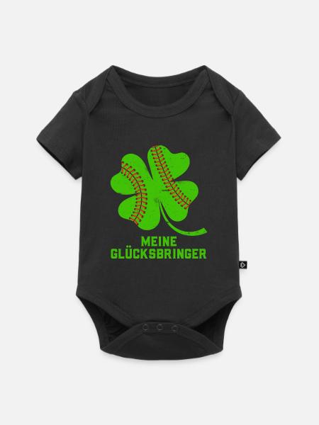 Meine Glücksbringer Baseball Kleeblatt - Baby Premium Kurzarmbody - Schwarz