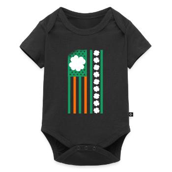 USA St. Patrick's Day Kleeblätter USA Flagge - Baby Premium Kurzarmbody - Schwarz - Vorne