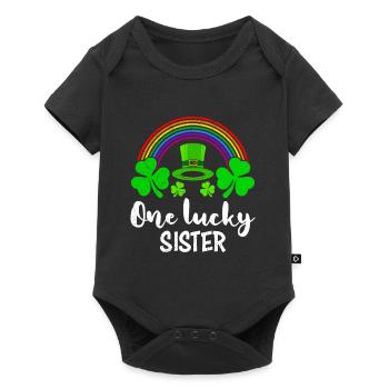 Une sœur chanceuse Saint-Patrick Schwester - Body à manches courtes Premium Bébé - noir - Devant