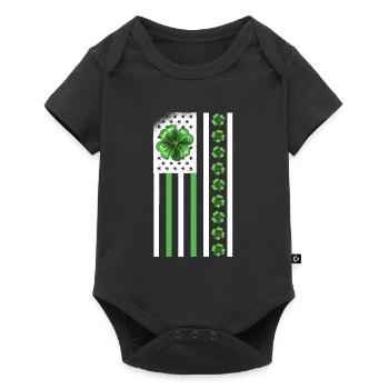USA St. Patrick's Day Kleeblätter USA Flagge - Baby Premium Kurzarmbody - Schwarz - Vorne