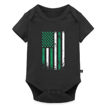USA St. Patrick's Day Kleeblätter USA Flagge - Baby Premium Kurzarmbody - Schwarz - Vorne