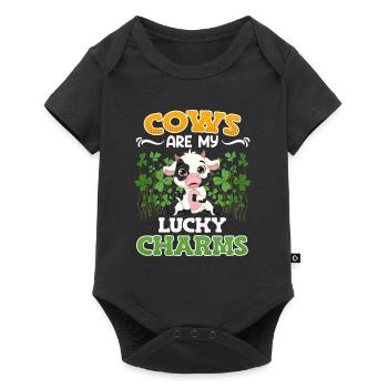 Cows are my lucky charms Farmer Cattle breeders - Baby Premium short-sleeve bodysuit - black - Front