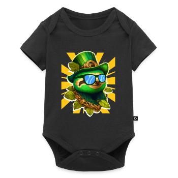 St. Patrick’s Day Faultier Leprechaun - Baby Premium Kurzarmbody - Schwarz - Vorne